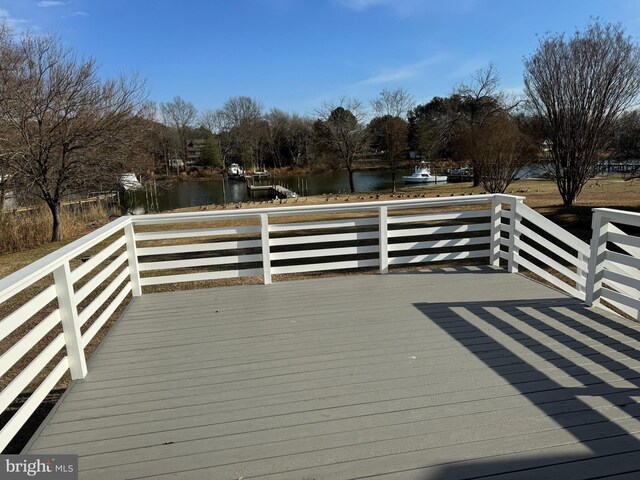 deck with a water view