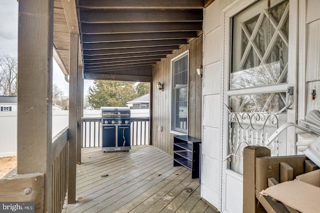 deck featuring grilling area