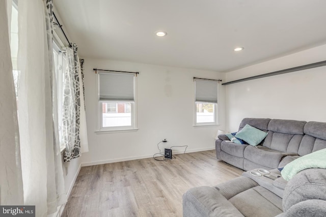 living room featuring light hardwood / wood-style floors