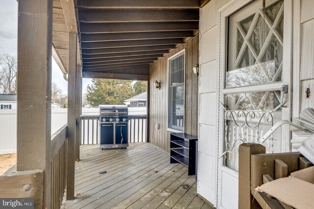 deck featuring area for grilling