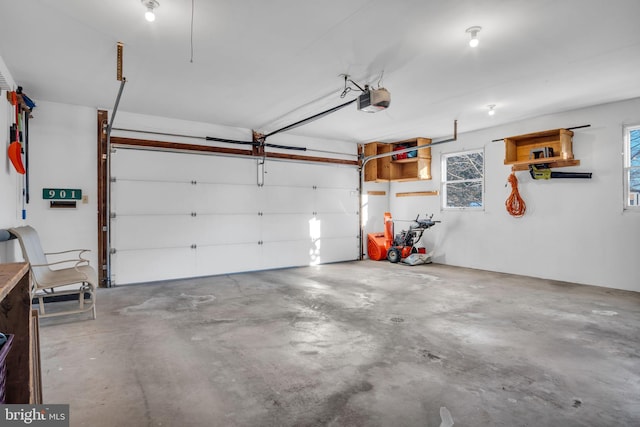 garage with a garage door opener