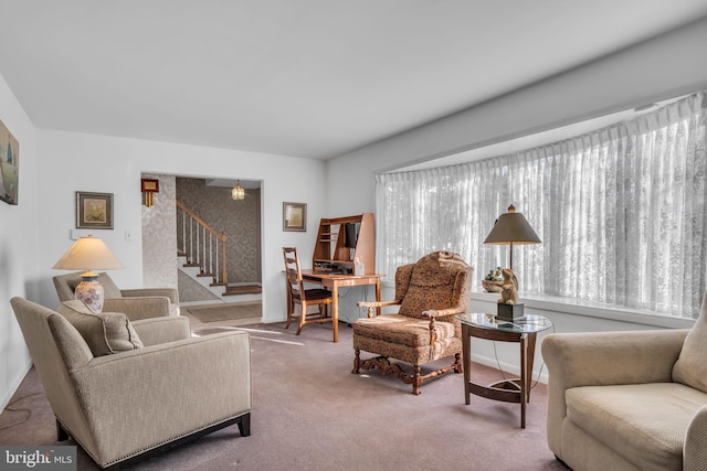 living room featuring carpet floors