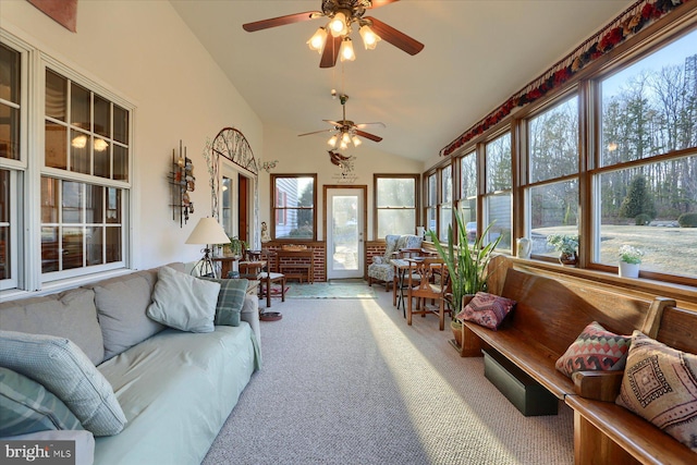 sunroom with vaulted ceiling