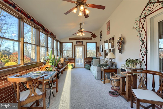 sunroom with lofted ceiling