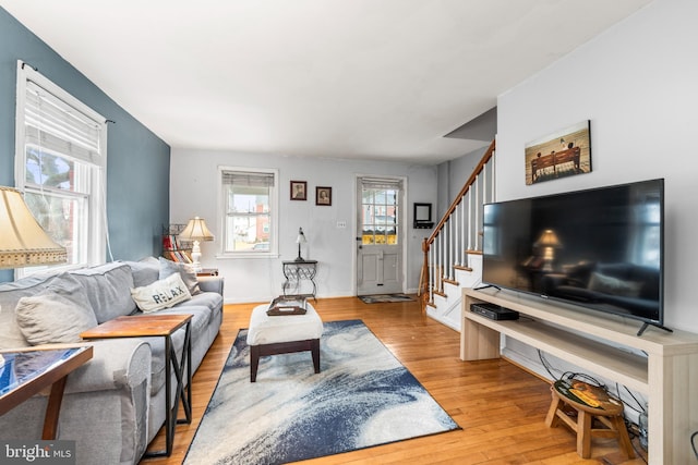 living room featuring light hardwood / wood-style flooring