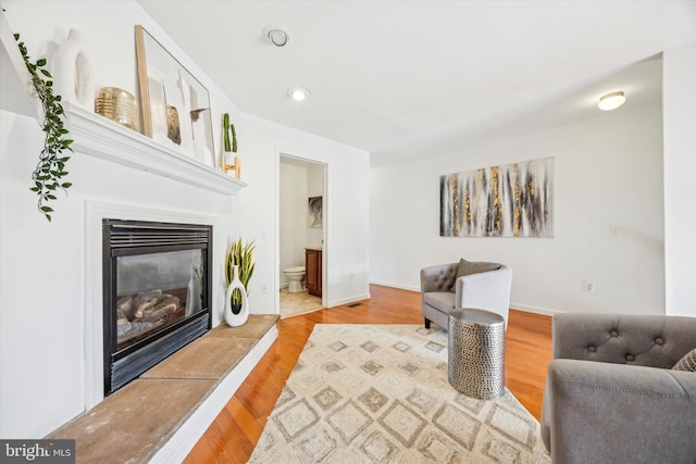 living room with wood-type flooring