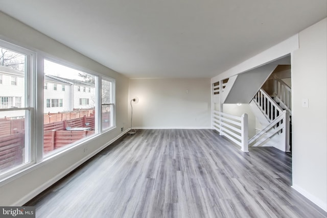 unfurnished living room featuring light hardwood / wood-style floors