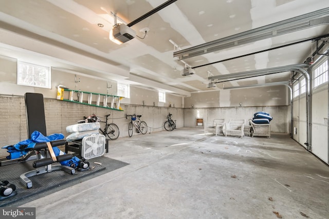 garage with a garage door opener