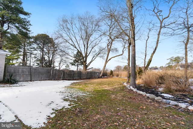 view of yard covered in snow