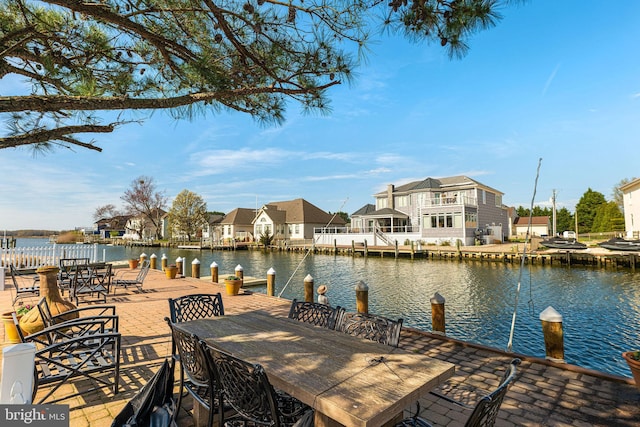 dock area featuring a water view