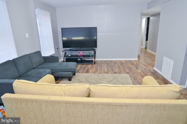 living room featuring hardwood / wood-style floors