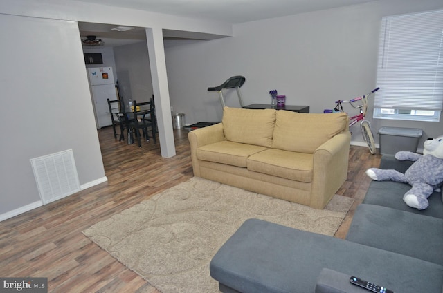 living room with hardwood / wood-style floors