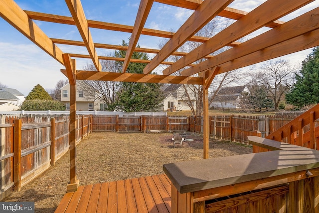 deck featuring a fire pit