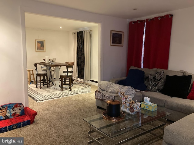 living room featuring carpet flooring