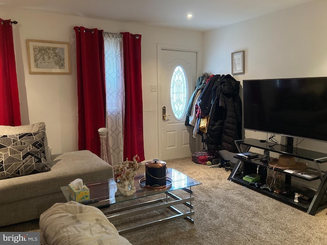 living room with carpet