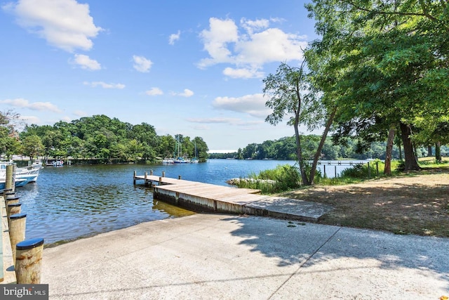 view of dock featuring a water view