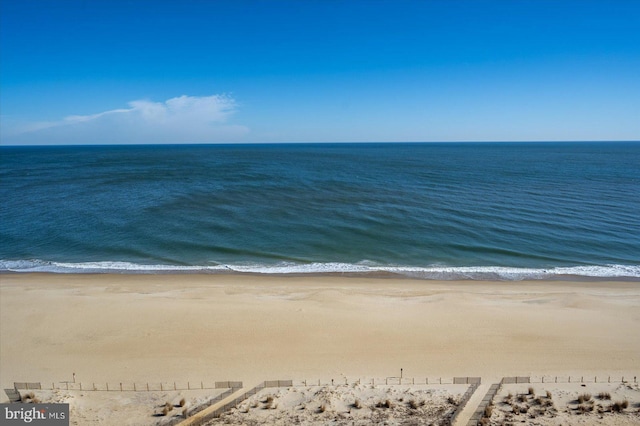 property view of water featuring a beach view