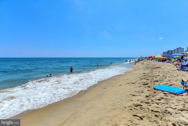 property view of water featuring a view of the beach