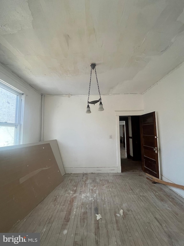 unfurnished dining area featuring wood-type flooring