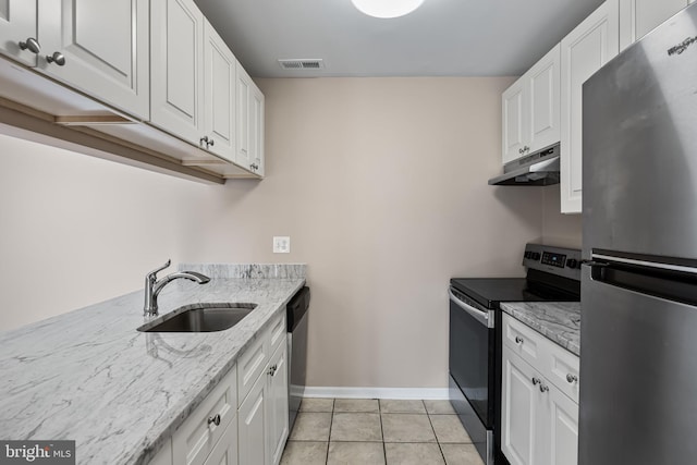 kitchen with sink, white cabinets, and appliances with stainless steel finishes