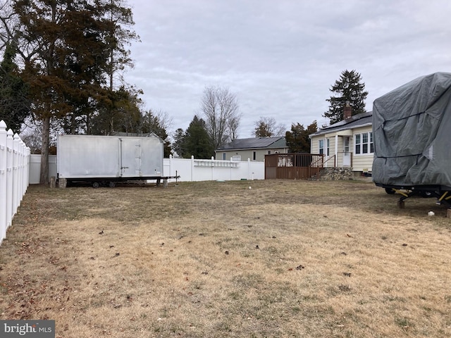 view of yard with a fenced backyard