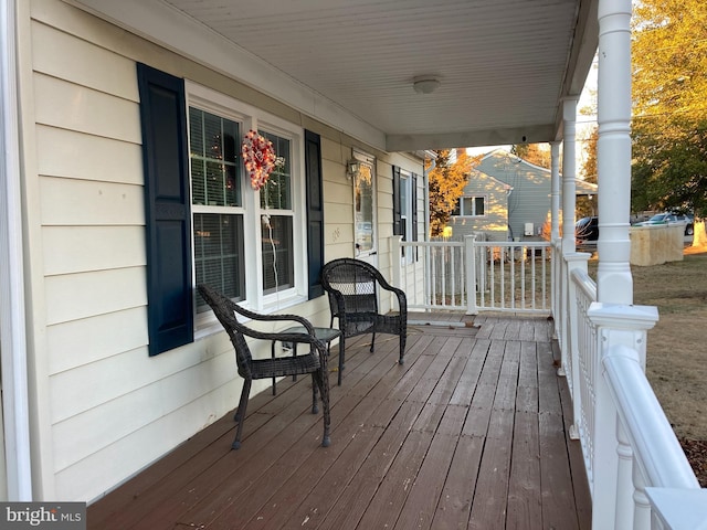 deck featuring covered porch