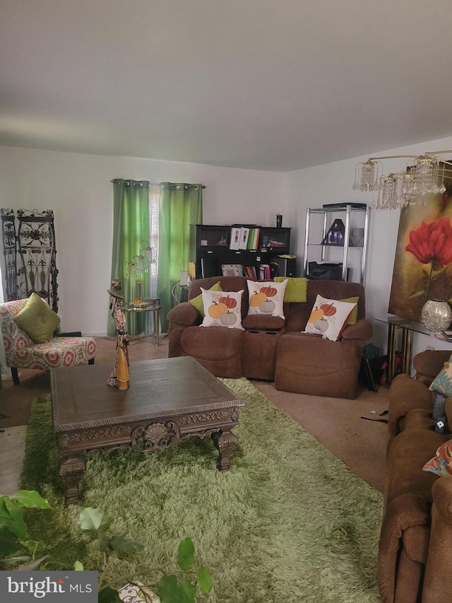 living room with carpet floors