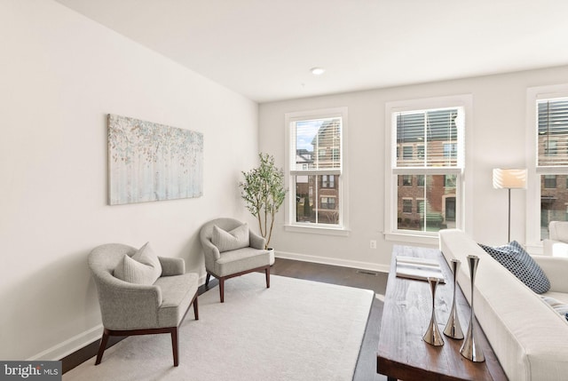 sitting room featuring hardwood / wood-style floors