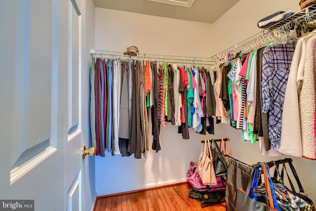 spacious closet with wood-type flooring