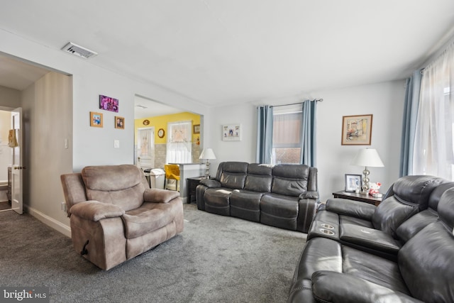 living room featuring carpet floors