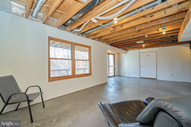 interior space featuring concrete floors