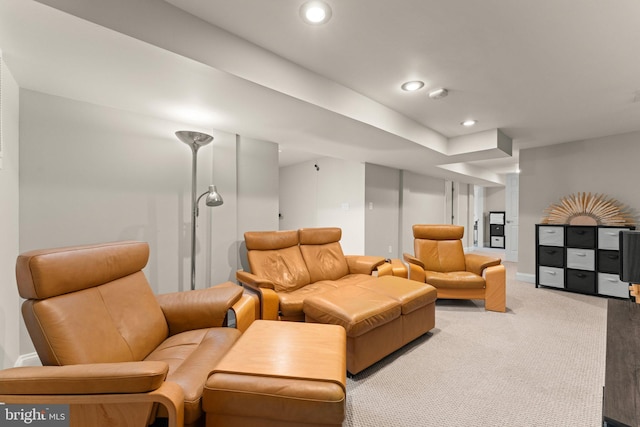 interior space with recessed lighting, baseboards, and carpet