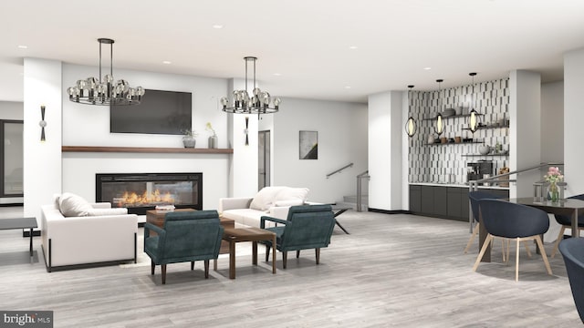 living room featuring light wood-type flooring