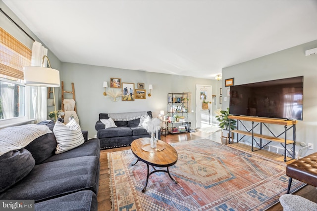 living room with hardwood / wood-style floors