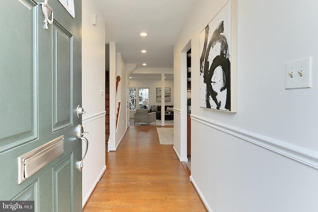 hall featuring light hardwood / wood-style floors