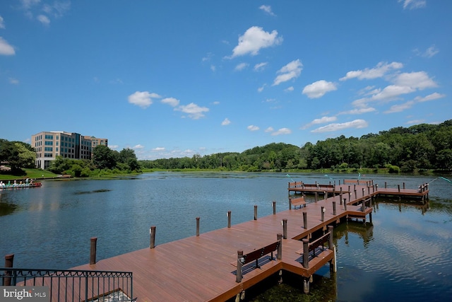 view of dock featuring a water view