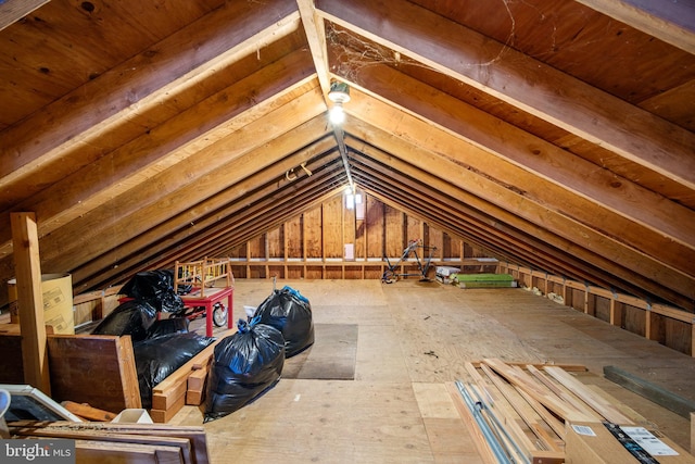 view of unfinished attic