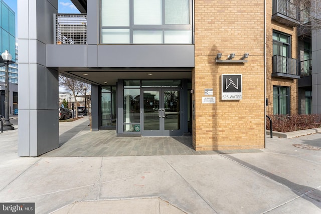 property entrance with french doors