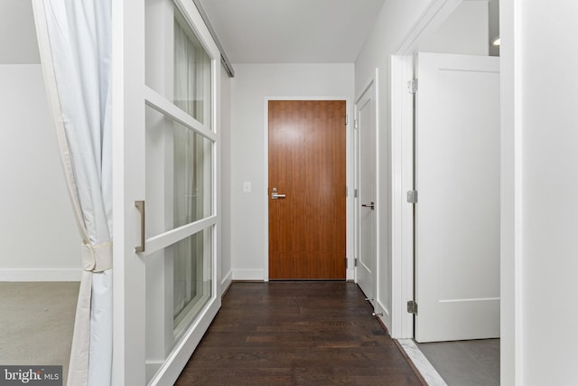 hall featuring dark hardwood / wood-style floors