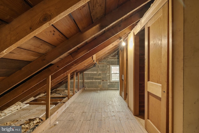 view of unfinished attic