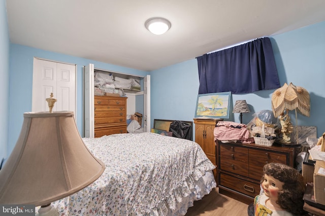 bedroom with light hardwood / wood-style flooring