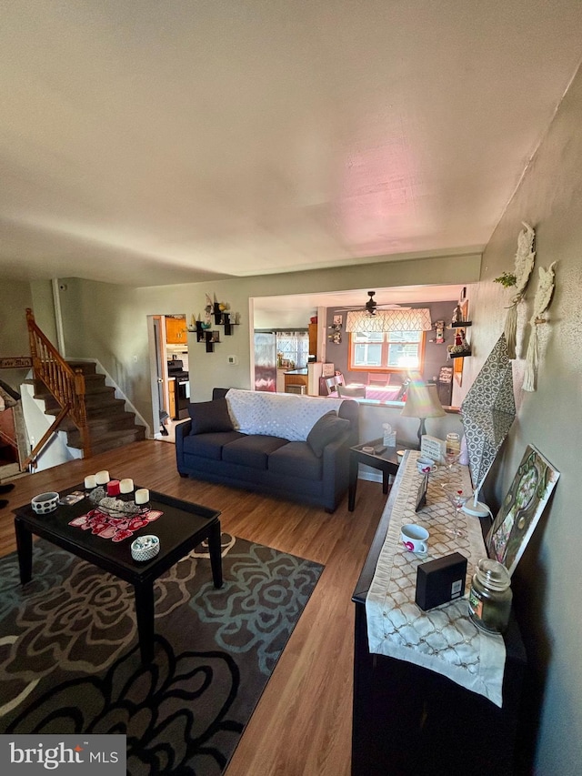 living room featuring hardwood / wood-style flooring