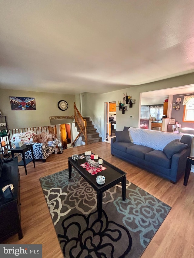 living room featuring light hardwood / wood-style floors