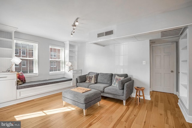 living room featuring light wood-type flooring