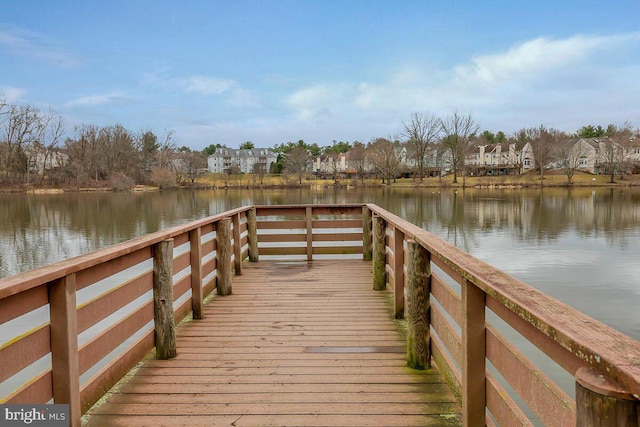 view of dock featuring a water view