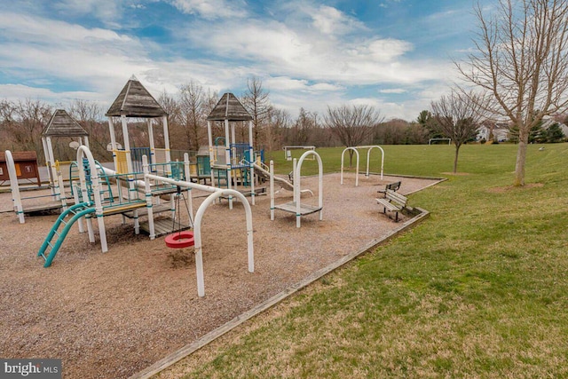 view of play area with a lawn