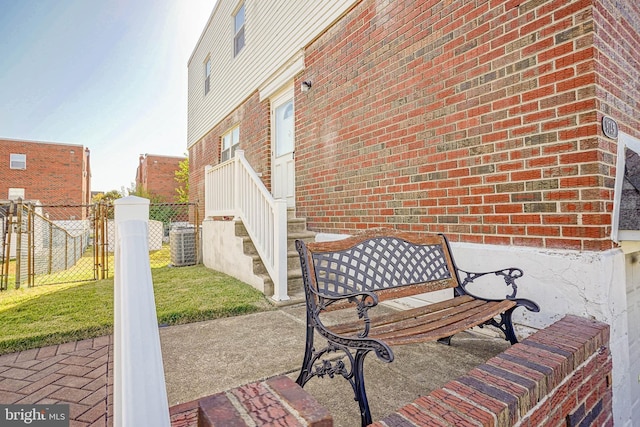 view of patio featuring central AC unit