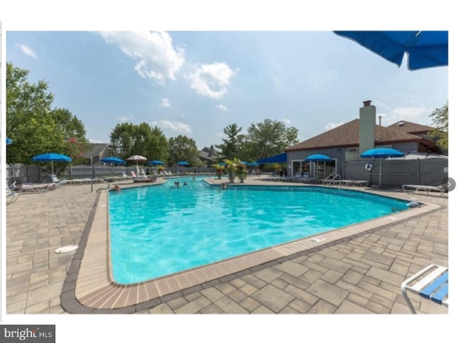 view of pool featuring a patio area