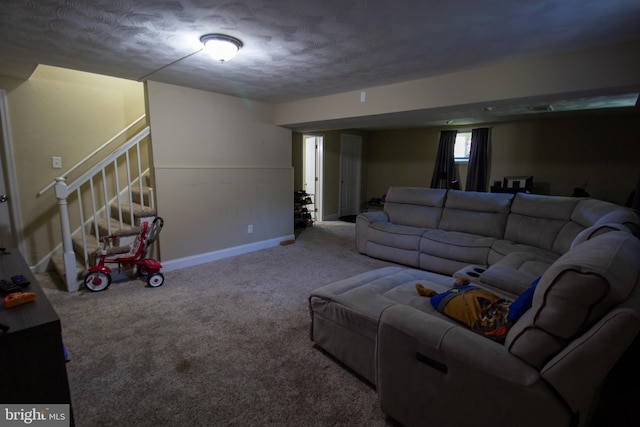 living room with carpet