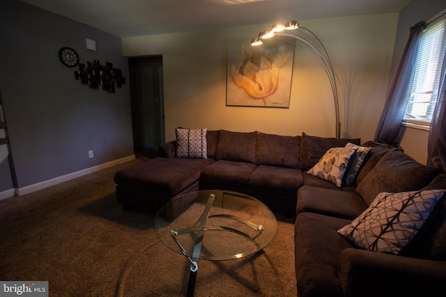 living room with carpet floors